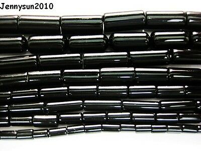 Natural Blak Onyx Gemstone Tube Beads 16'' 3mm 4mm 5mm 6mm 8mm 10mm 12mm 16mm