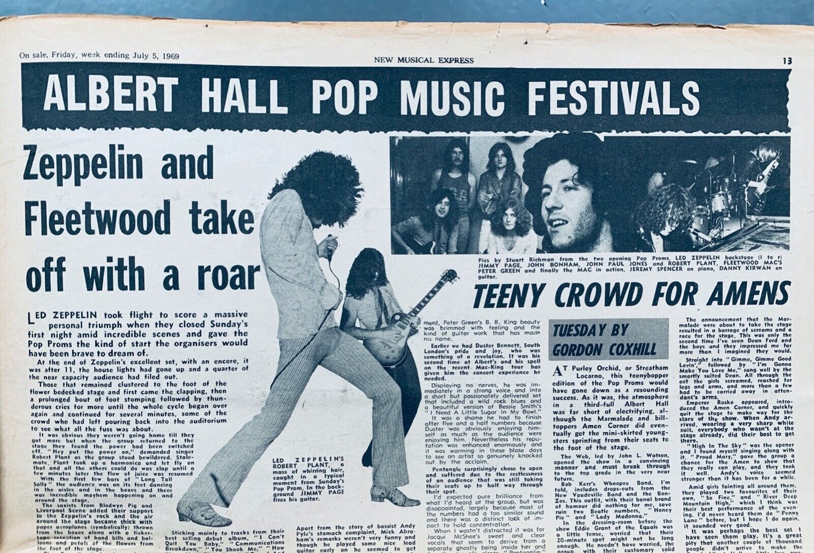 NME 1969 LED ZEPPELIN CONCERT POP PROMS ALBERT HALL BATH FESTIVAL ELVIS PRESLEY