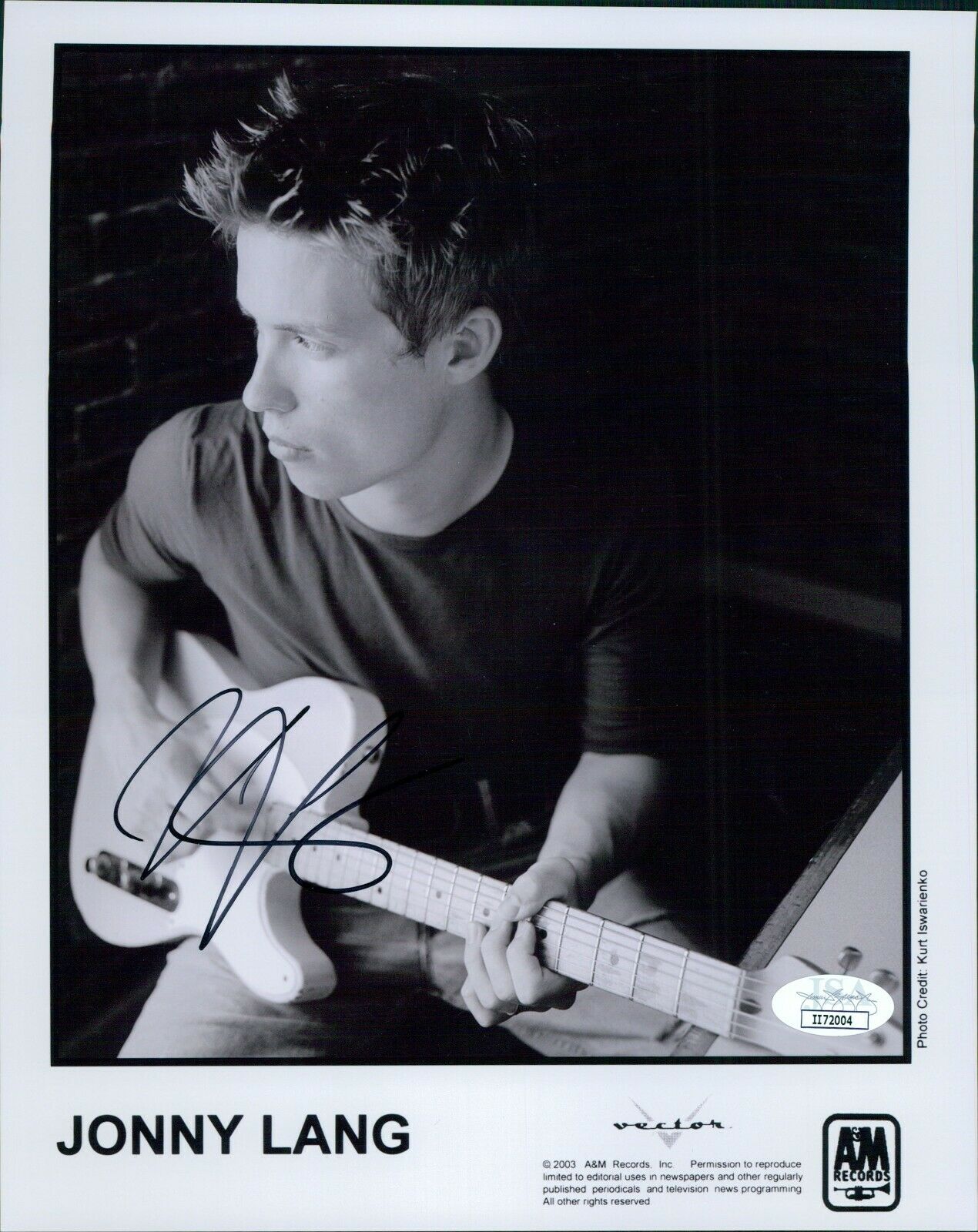 Jonny Lang Guitarist Signed 8x10 Card Stock Promo Photo Jsa Authenticated