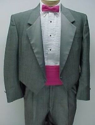 SHINY GREY GRAY SILVER 4PC  WEDDING PROM PARTY TAIL TUXEDO   MADE IN THE USA!