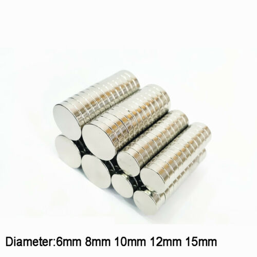Neodymium Magnets Rare Earth Disk 6mm 8mm 10mm 12mm 15mm Dia Strong Craft Magnet