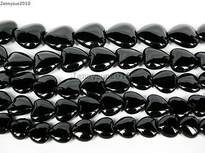 Natural Black Onyx Gemstones Heart Beads 14.5'' 8mm 10mm 12mm 14mm 16mm 18mm