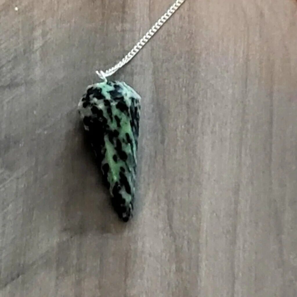 Ruby Fuchsite Gemstone Pendulum with Chain (Natural Crystal Stone)