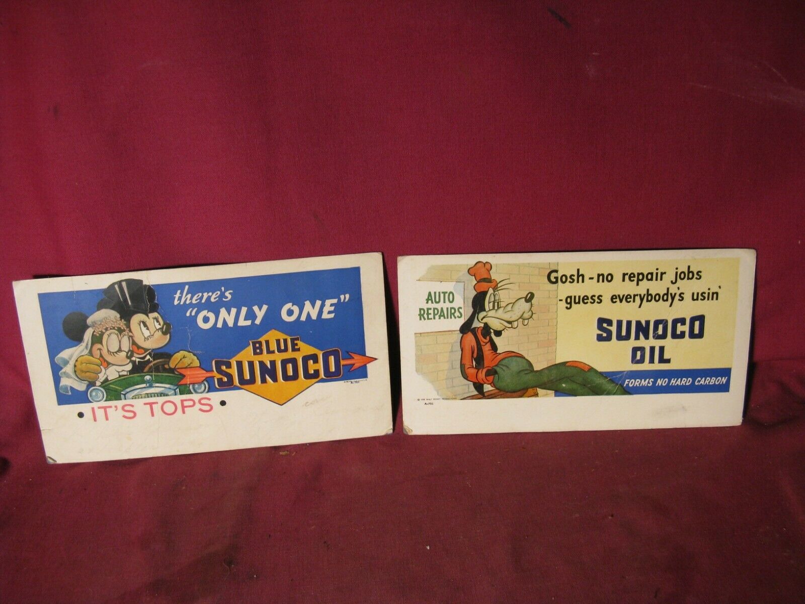2 Old Advertising Ink Blotter Sunoco Motor Oil Disney
