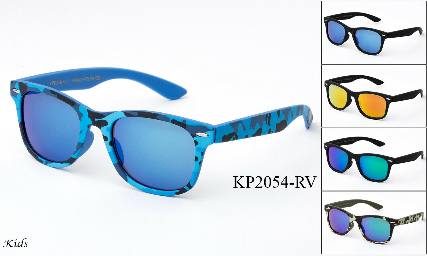 Kids Sunglasses Camo Design Classic Retro Flash Mirror Lens 1-7 Years UV 100%