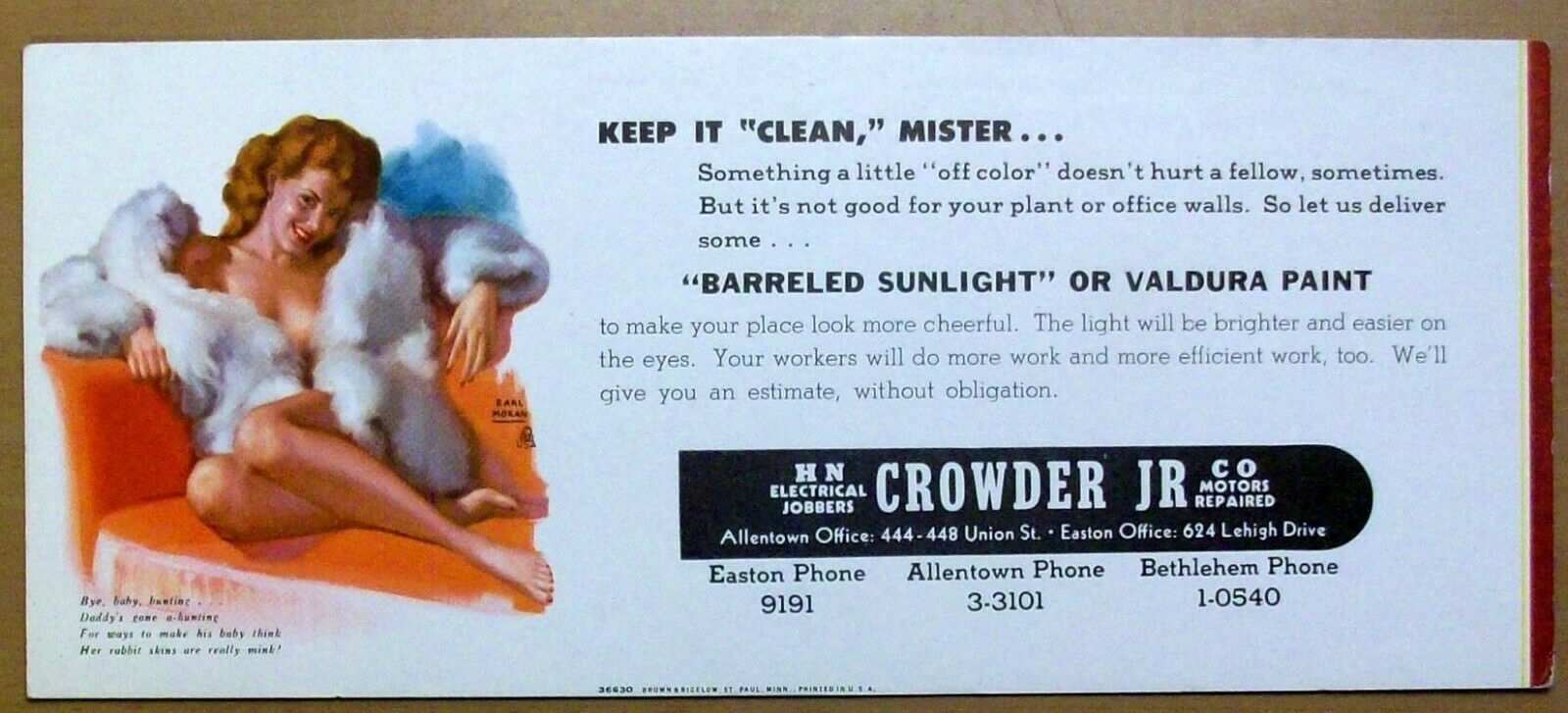Ink Blotters Advertisement Vintage 1948 Crowder Jr Sexy Pin Up Girls Earl Moran