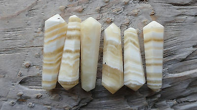 Point Set Ccccc (pkg 6) Yellow Banded Onyx Double Ended Point Stone Set 1" Long