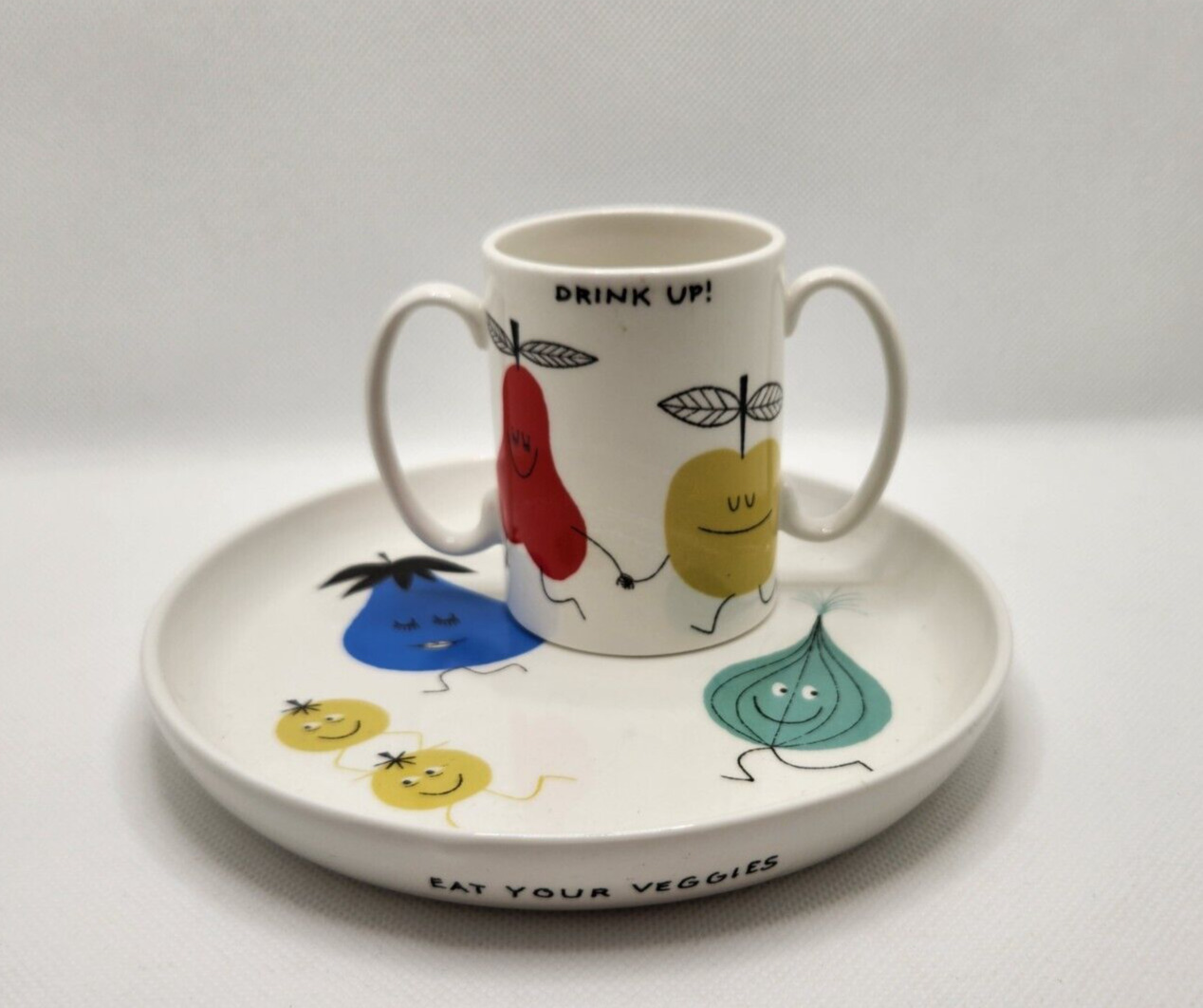 Anthropomorphic Veggies Kate Spade Crunch Bunch Childs Plate Cup Set by Lenox