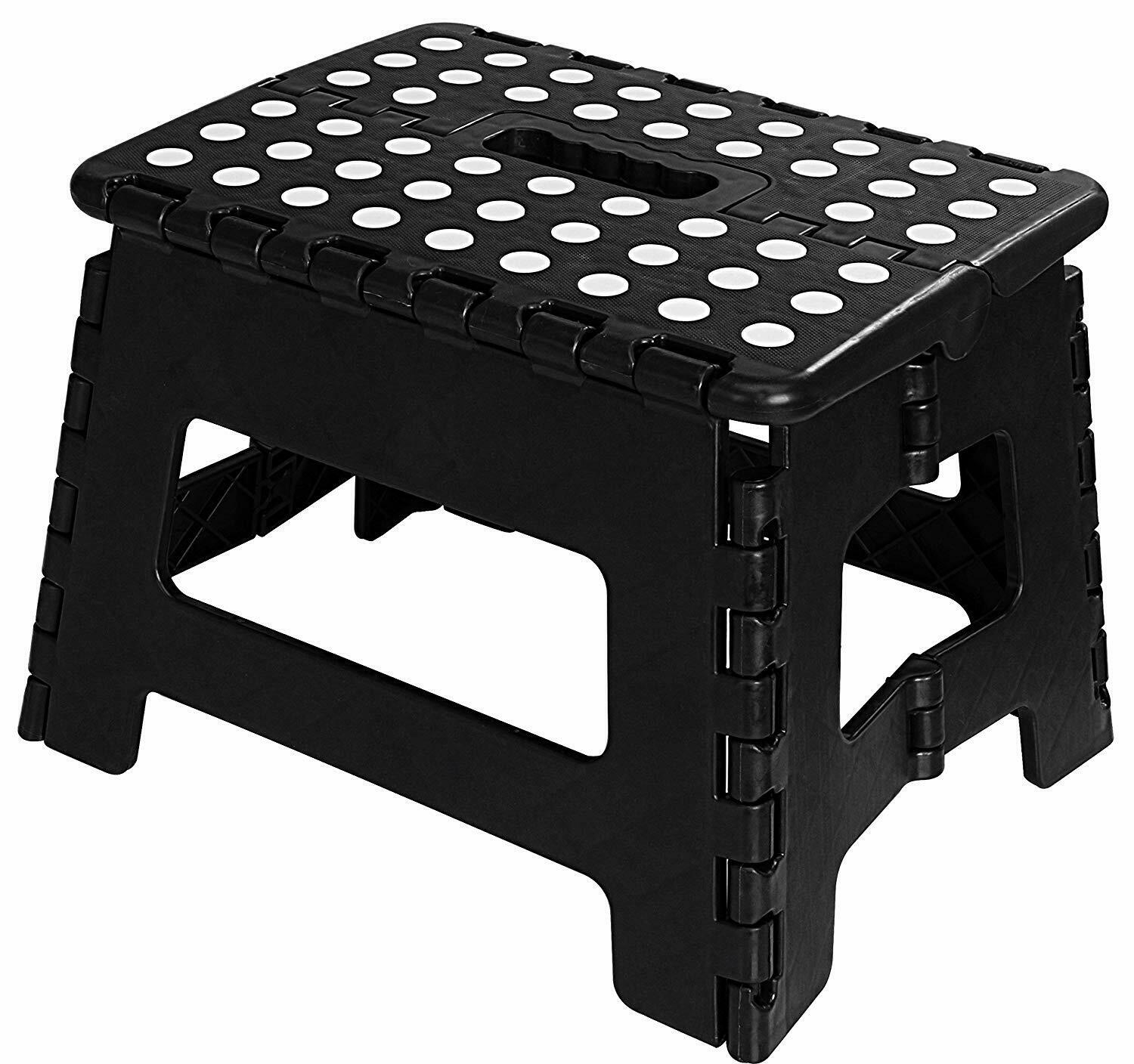 Folding Step Stool For Kids 11" Wide 9" Tall Plastic 300lbs Capacity Utopia Home
