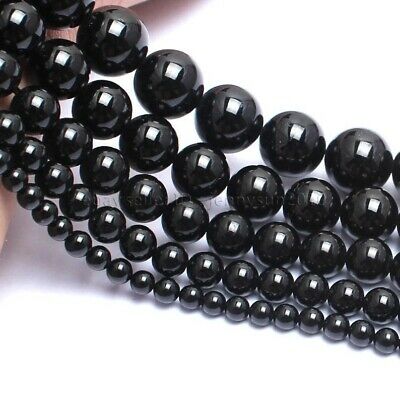 Natural Black Tourmaline Gemstones Round Beads 15.5'' 4mm 5mm 6mm 8mm 10mm 12mm