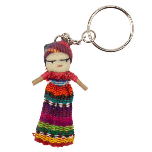 Guatemalan Worry Doll Keyring Genuine Handmade Mayan Fair Trade 6cm Doll