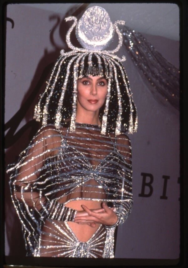 Cher Bob Mackie Egyptian Gown Uninhibited Perfume Launch Original Transparency
