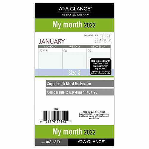 2022 Monthly Planner Refill By At-a-glance 87129 Day-timer 3-3/4" X 6-3/4"