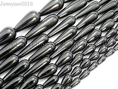 Natural Black Onyx Gemstones Teardrop Beads 15.5'' 6mm 8mm 10mm 12mm 16mm 20mm