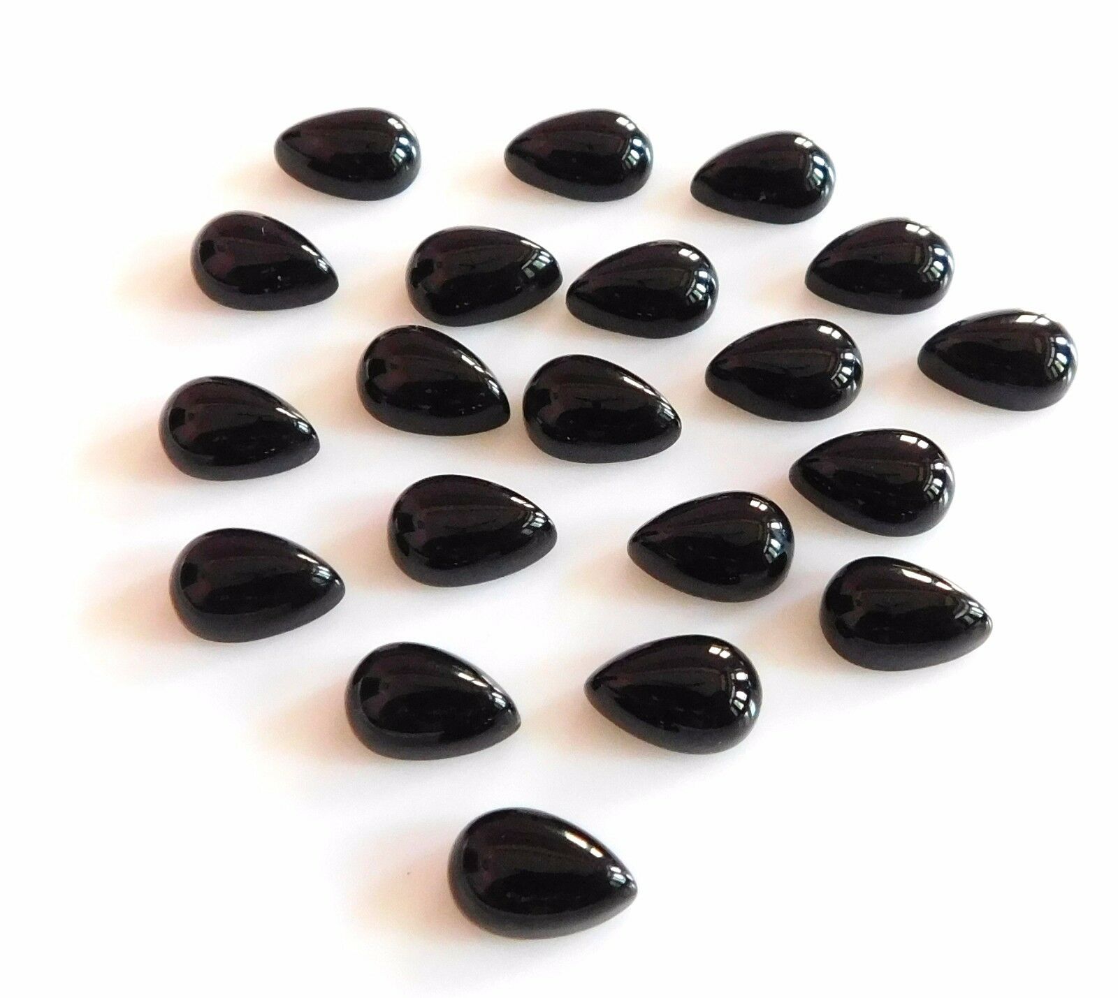 21.50 Ct 25 Pcs Natural Black Onyx Pear Cab Lot Loose Gemstone 7x5 Mm H-2540