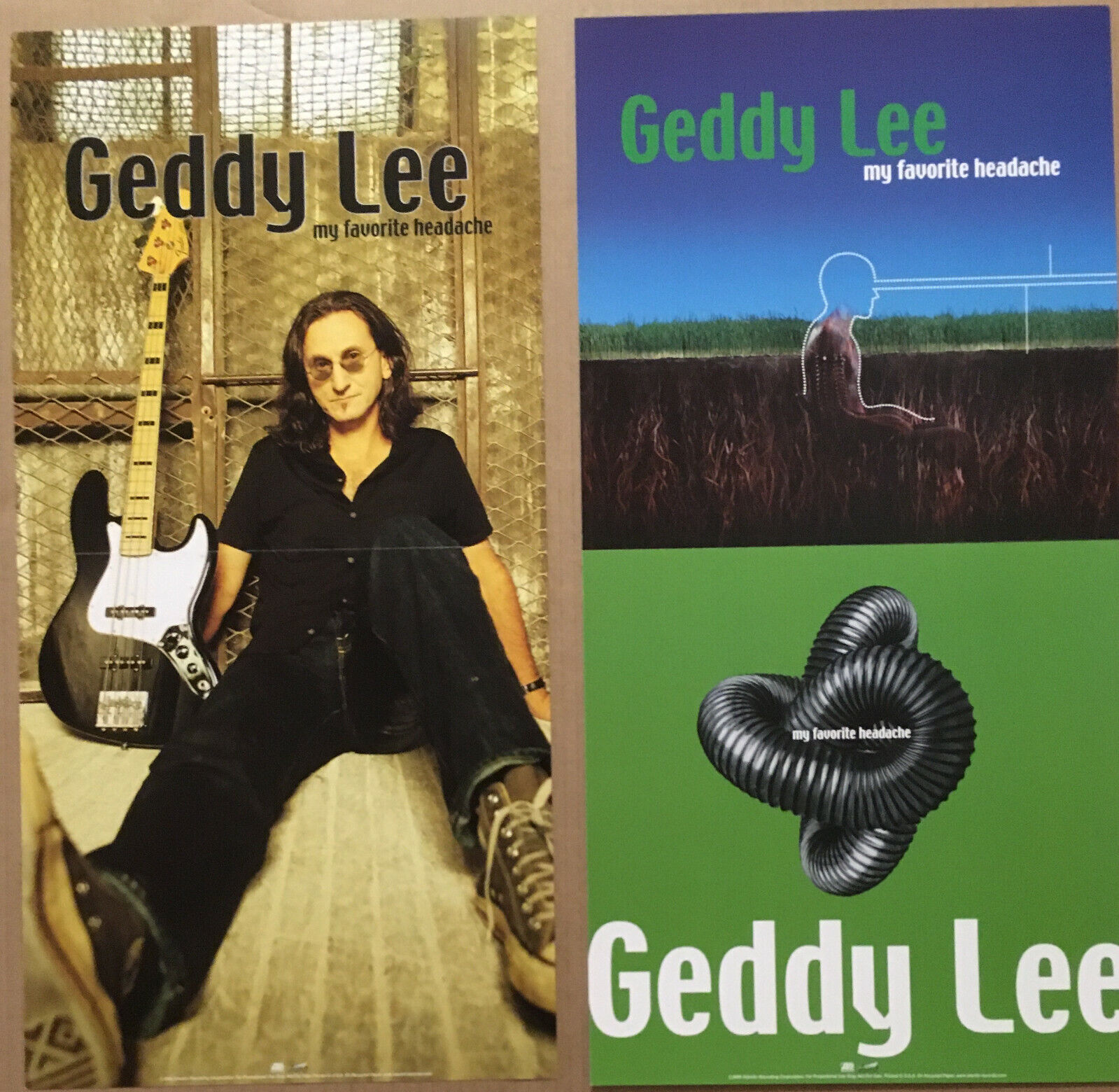 Rush GEDDY LEE Rare 2000 DOUBLE SIDED PROMO POSTER FLAT for My CD MINT USA 12x24