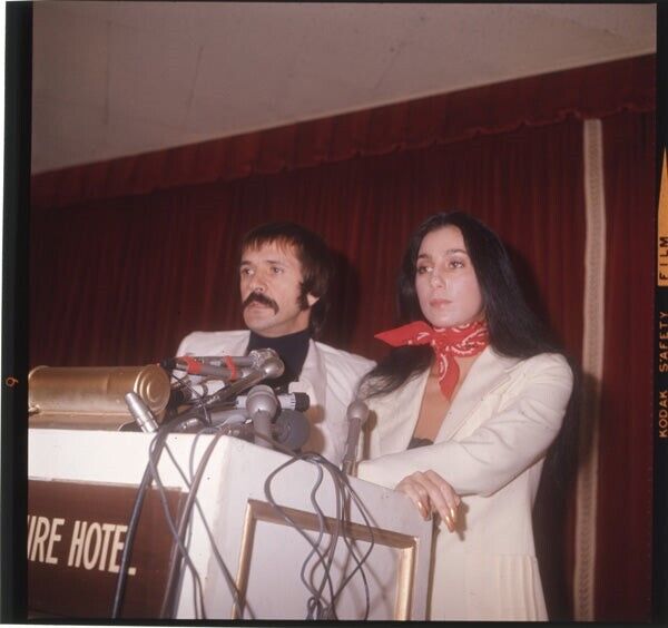 Sonny & Cher Vintage Press Event Beverly Wilshire Hotel Original Transparency