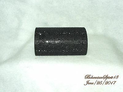 Awesome Austrian Black Sparkle Crystals Rhinestone 4'' Wide Cuff Bracelet