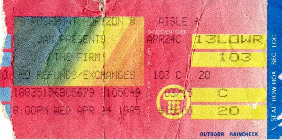 The Firm/jimmy Page 1985 Concert Tour Ticket Stub-paul Rogers-rosemont Horizon