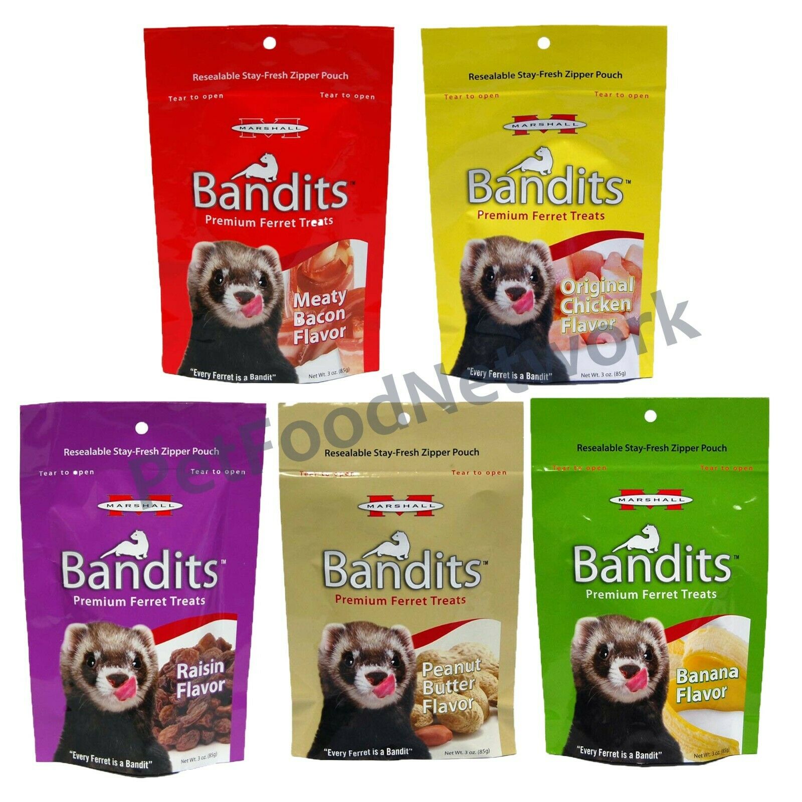 Marshall Bandits Premium  Asst Flavor Ferret Treats, 3-oz Bag   (free Shipping)