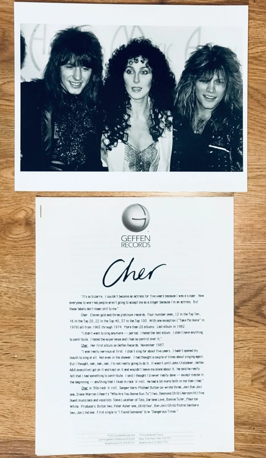 Cher-jon Bon Jovi-richie Sambora-8x10 B&w Ama+geffen-photo-1987-1988-#166