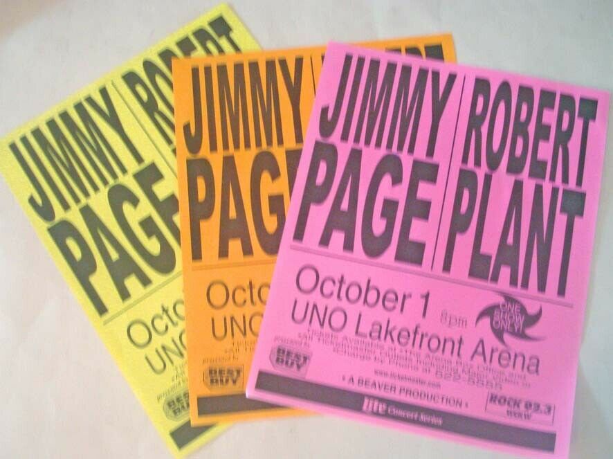 3 Jimmy Page And Robert Plant 1998 New Orleans La Tour Posters! & Led Zeppelin