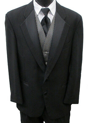 Men's Black Perry Ellis Southbridge Two Button Tuxedo With Pants, Vest, & Tie