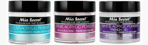 Mia Secret Acrylic Nail Powder 3d White, Pink, Clear - 1 Oz Bottle -made In Usa