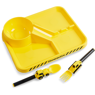 Dinneractive Dining Set for Kids – Construction Meal Tray & Truck Utensils