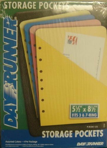 041-175 Day Runner Storage Pockets. 4 per Package. Size 5 1/2