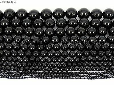 Natural Black Onyx Gemstones Round Beads 15.5'' 3mm 4mm 5mm 6mm 8mm 10mm 12mm