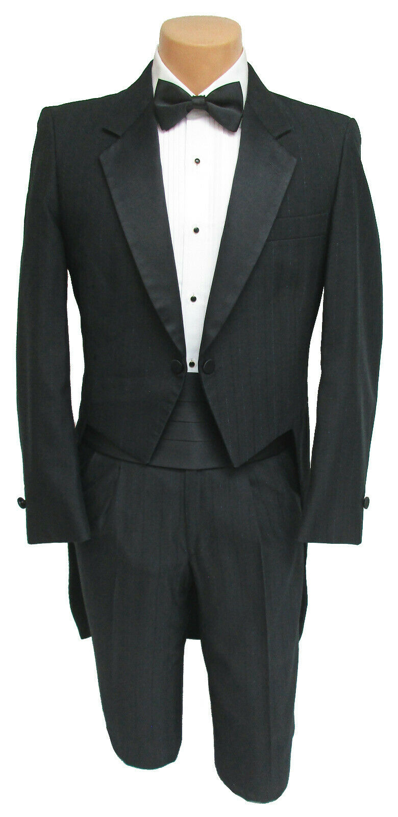 Men's Black Raffinati Tuxedo Tailcoat with Pants Formal Mason Groom 40S 33W