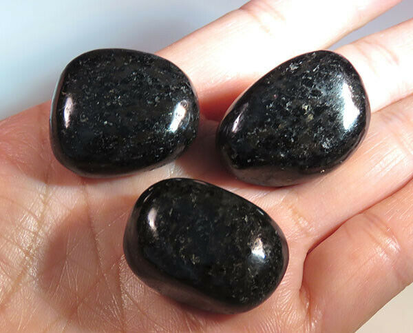 Set of 3 Gorgeous Natural Nuummite Crystal Tumbled - Greenland *2018