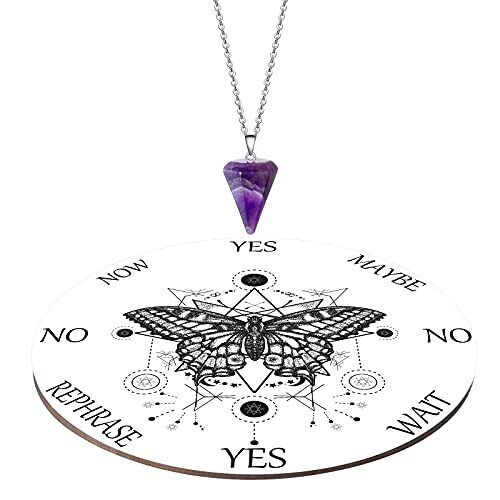 Butterfly Pendulum Board dowsing Necklace Divination Altar Witchcraft Wooden ...