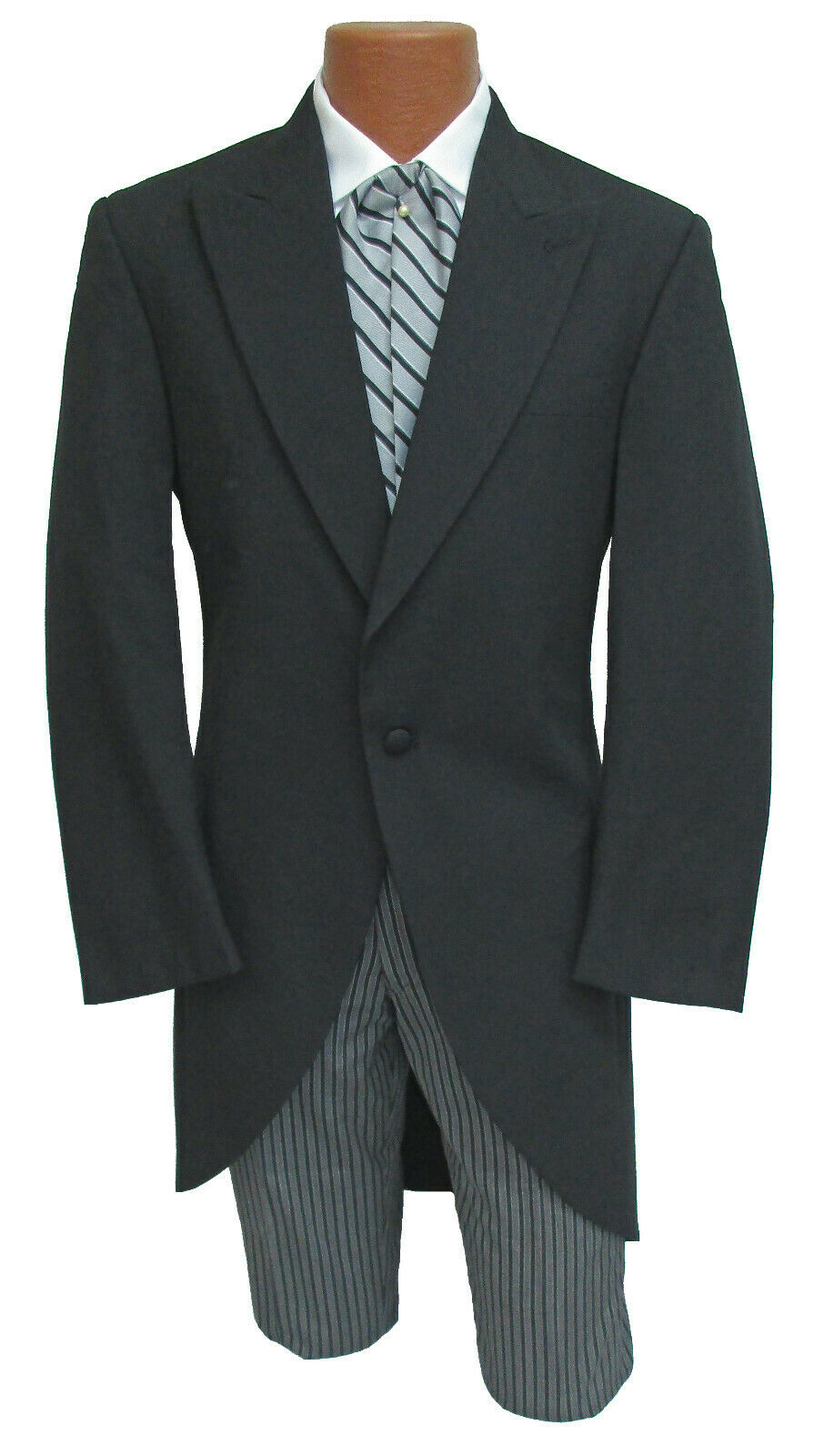 Men's Black Morning Coat Cutaway With Optional Hickory Striped Pants Dickens