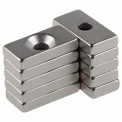 10pcs Super Strong Block Magnets 20x12x4mm Hole 4mm Rare Earth Neodymium N50
