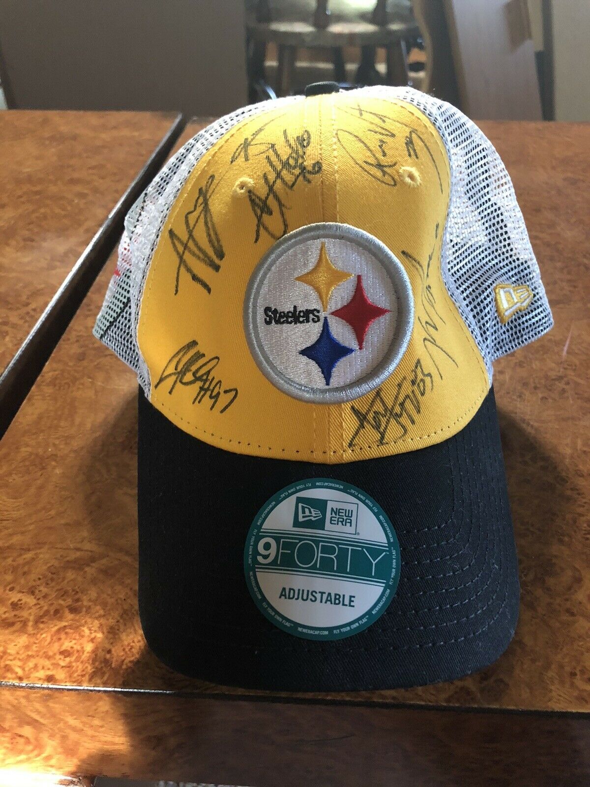 Autographed football hat
